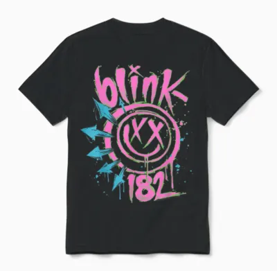 Blink 182 Neon Rock Music Band Unisex T-Shirt - Black