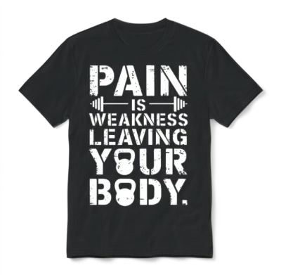 Pain Is Weakness Leaving Your Body Motivational Unisex T-Shirt - Black