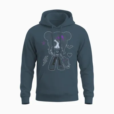 Emo Girl with Purple Highlights and Bat Goth Girl Unisex Hoodie - Dark Heather