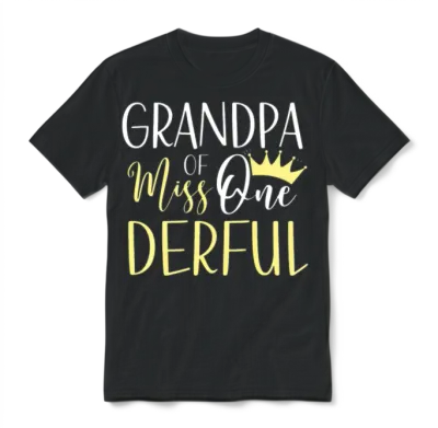 Grandpa of Miss Onederful 1st Birthday First One Unisex T-Shirt - Black