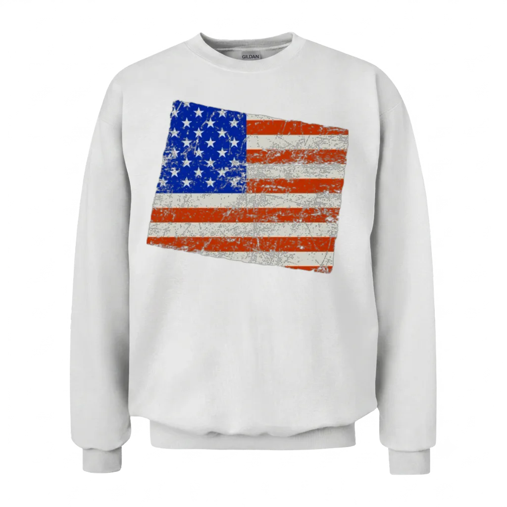 Wyoming Home Usa Flag Gift Unisex Sweatshirt - White
