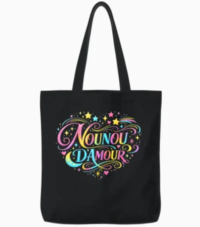 Cadeau Nounou D'amour Original Merci Nourrice Babysitter Tote Bags - Black