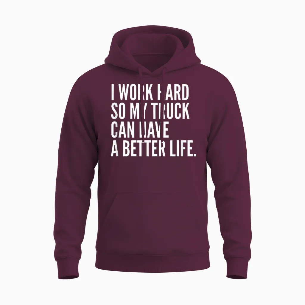 Funny Truck Owner Gift | Pickup Truck Driver Enthusiast Unisex Hoodie in Maroon
