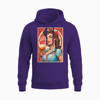 Pin Up Girl Diner Retro Unisex Hoodie - Purple