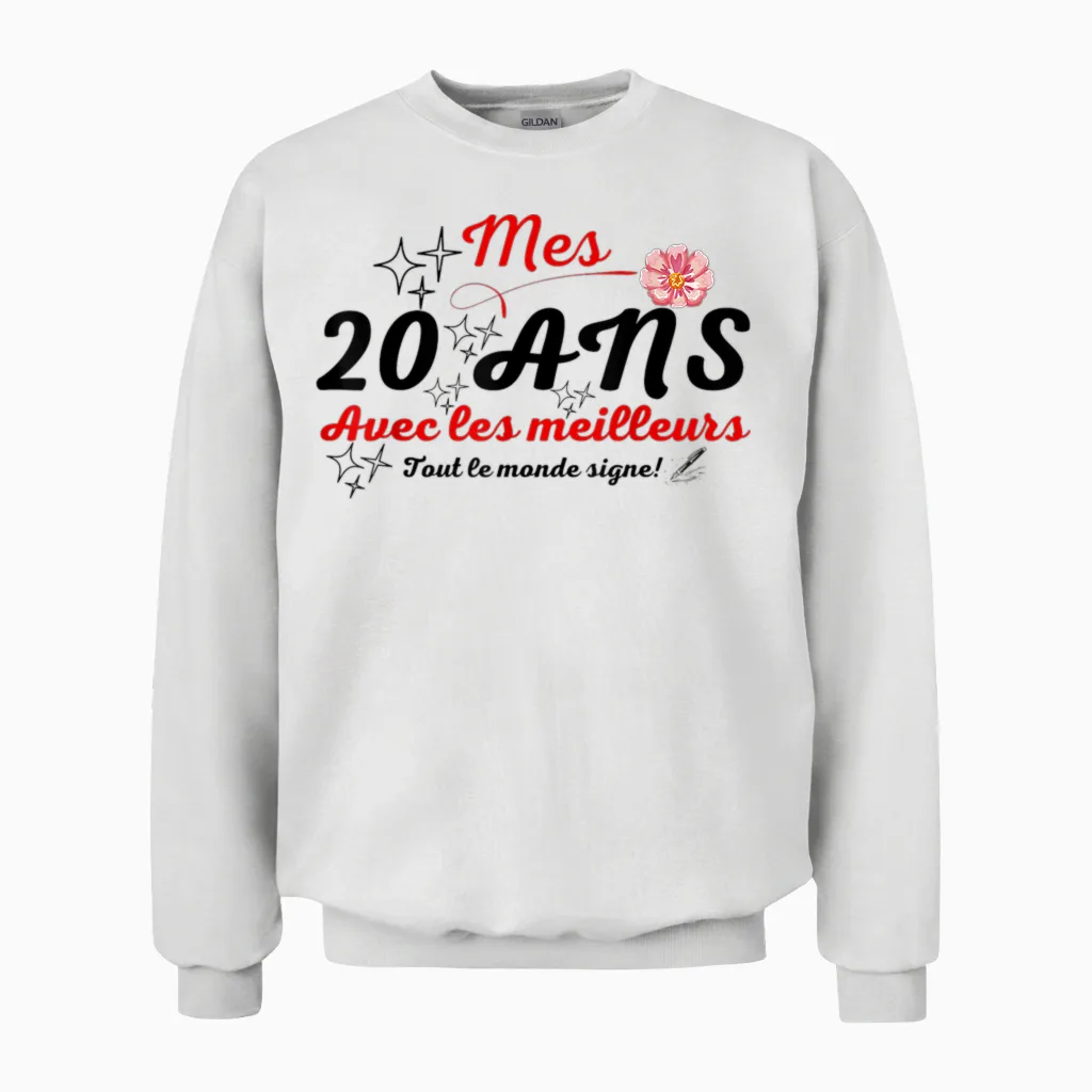 A Signer 20 Ans Anniversaire Gift Anniv 20 Years Signature Unisex Sweatshirt in White