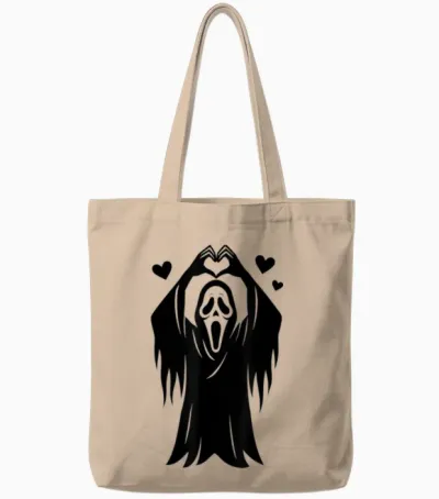 Creepy Horror Ghost Heart Hands, Happy Halloween Tote Bags - Natural