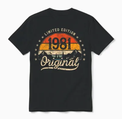 Limited Edition Original 1981 Vintage 45. Geburtstag Mann Unisex T-Shirt - Black