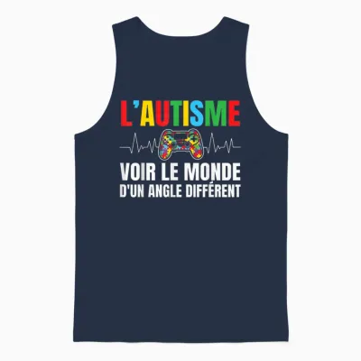 Autism View the World from an Angle Pride and Love Autistic T-Shirt, Black, S Unisex Tank Top - Navy