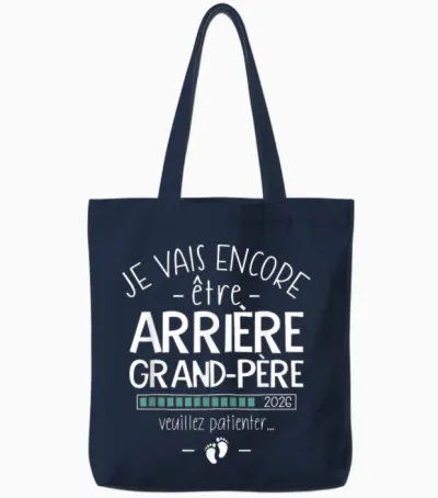 Encore Grand-Père 2026 - Announcement 2eme Bébé En Route Tote Bags - Navy