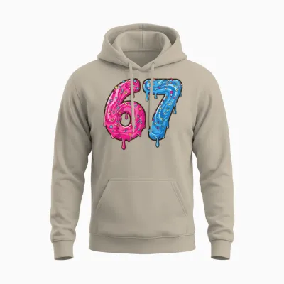 67 Costume Six Seven Meme Number 6 7 on It Youth Teen Boys Unisex Hoodie - Sand