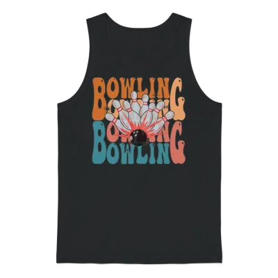 Bowling Retro Wavy Unisex Tank Top - Black