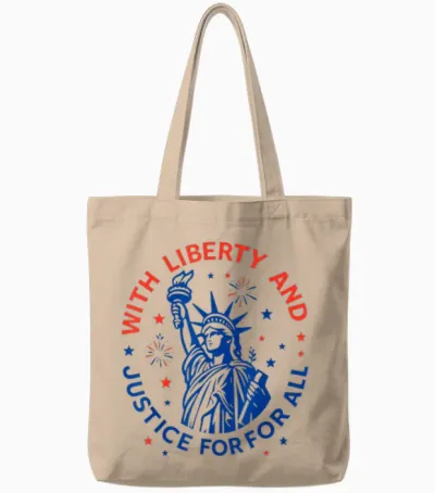 With Liberty and Justice for All Tote Bags - Natural