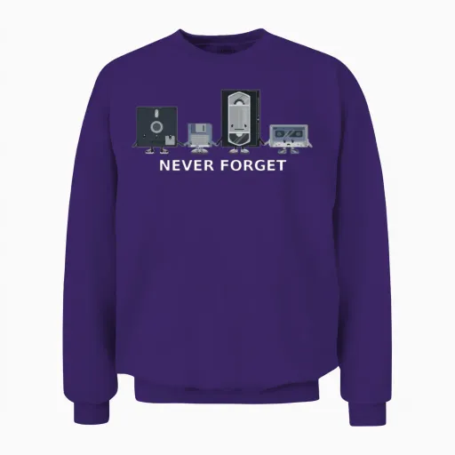 Never Forget Old Technology Unisex Sweatshirt in Purple