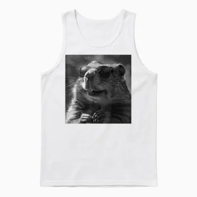 Groundhog Cheekily Laughs, Funny Animal, Groundhog Funny T-Shirt, Black, S Unisex Tank Top - White