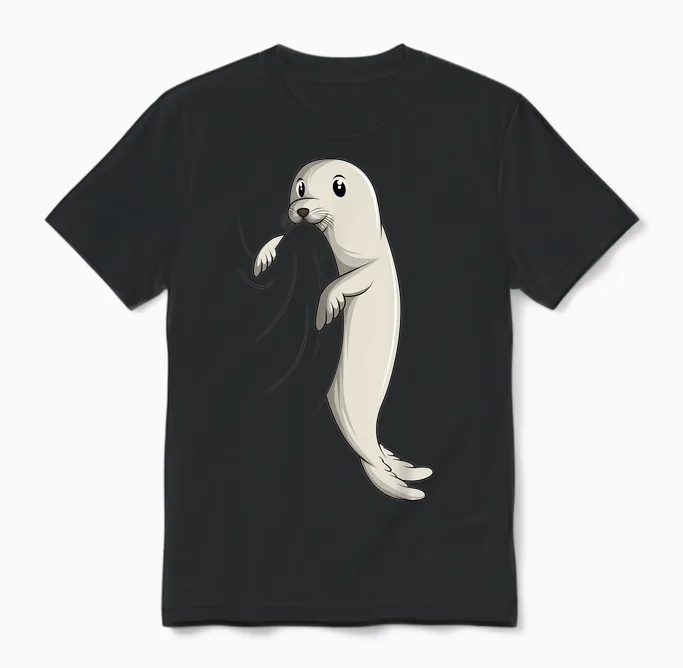 Seal Sea Lion Seal Kids Girls Boys Unisex T-Shirt in Black