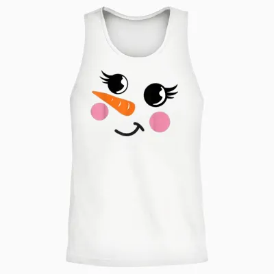 Eyelashes Christmas Outfit Snowman Face Costume Girl Kid Unisex Tank Top - White