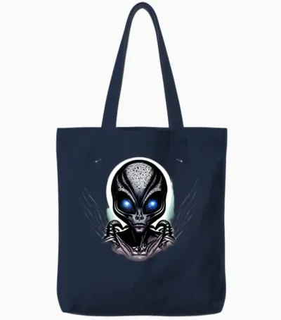 Alien Funny Tote Bags - Navy