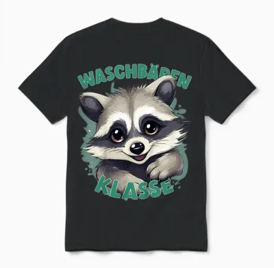 Children's Raccoon Class in Primary School T-Shirt, Black Unisex T-Shirt - Black