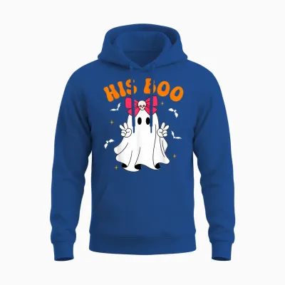 Her Boo & His Boo Funny Matching Halloween Couples Unisex Hoodie - Royal