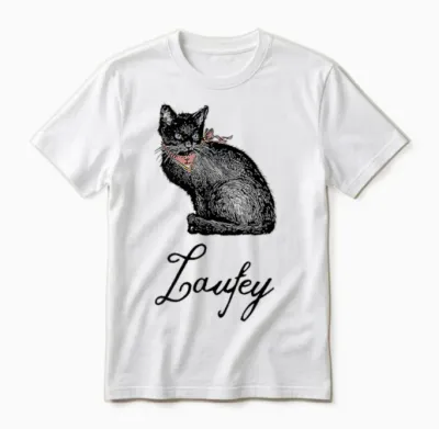 Laufey Black Cat Unisex T-Shirt - White