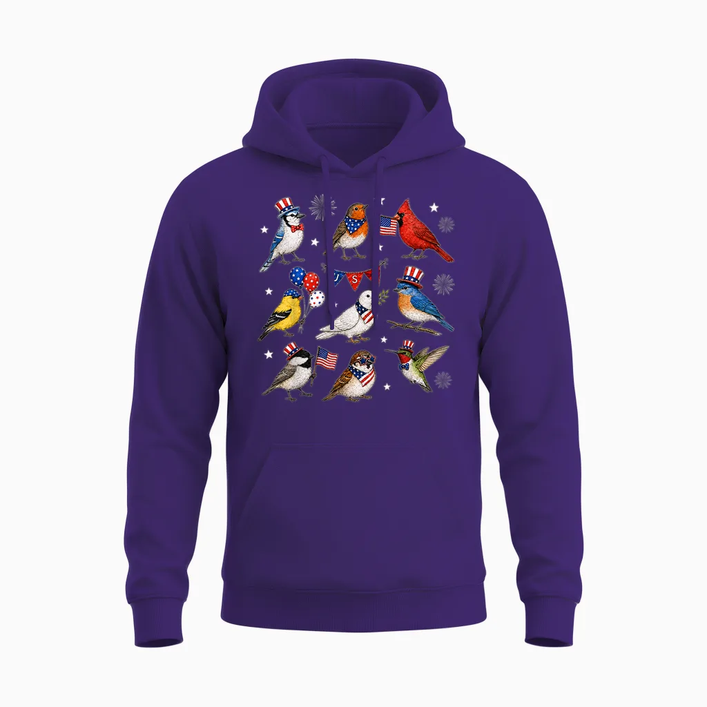 Usa 250th Anniversary Bird Patriotic American Bird 4th July Unisex Hoodie in Purple