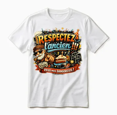 Cadeau Anniversaire Homme Original Humour Respectez L'ancien Unisex T-Shirt - White