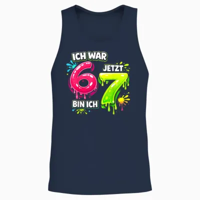 I Was 6 Now Am I 7 Funny 7th Birthday 67 Meme Unisex Tank Top - Navy