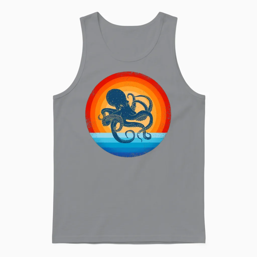 Octopus Retro Vintage Unisex Tank Top in Sport Grey
