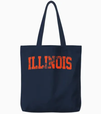 Retro Illinois Il Souvenir Vintage Illinois Orange Throwback Tote Bags - Navy