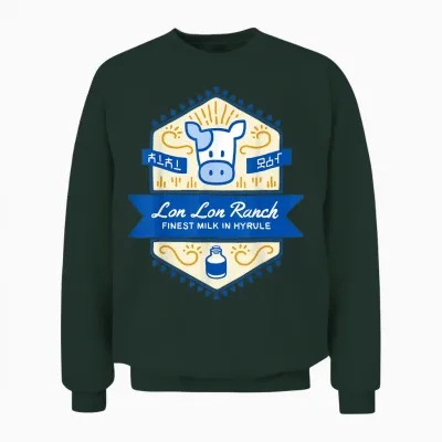 Zelda Lon Lon Ranch Finest Milk in Hyrule T-Shirt Small Unisex Sweatshirt - Forest