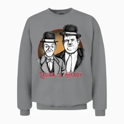 Laurel & Hardy Classic Comedy T-Shirt, Black, S Unisex Sweatshirt - Sport Grey