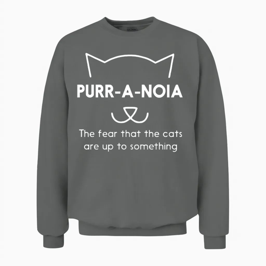 Purr a Noia Funny Cat Animal Unisex Sweatshirt in Graphite Heather