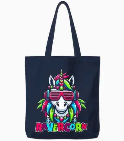 Techno Unicorn Music - Party Rave Nightclub Dj Techno Tote Bags - Navy