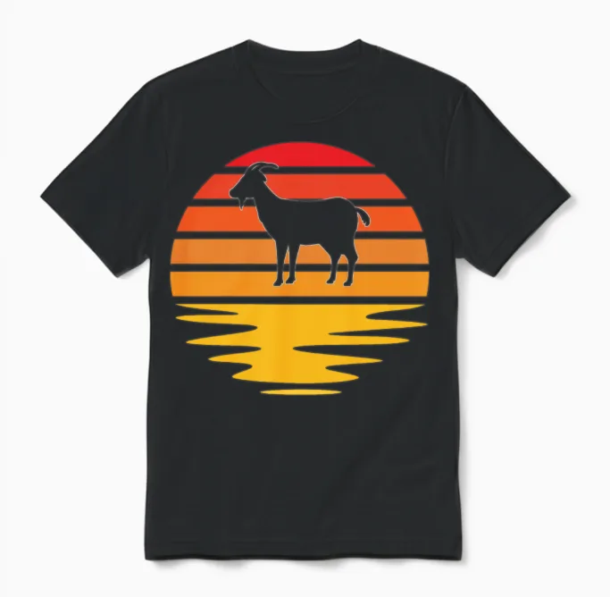 Goat Retro - Farm & Country Unisex T-Shirt in Black