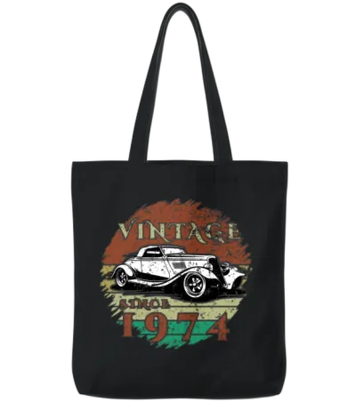 50th Birthday Classic Car - Vintage Since 1974 Tote Bags - Black