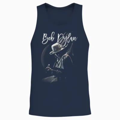 Bob Dylan Unreleased Black T-Shirt, Men's, Small, Short Sleeve, Classic Fit, Crew Neck, Imported Unisex Tank Top - Navy