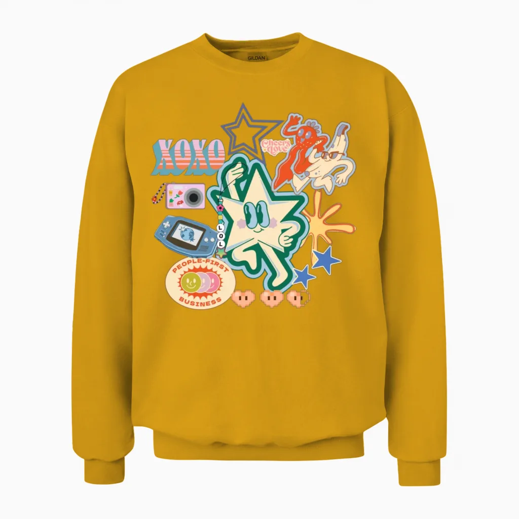 Xoxo Cute Item Unisex Sweatshirt in Gold