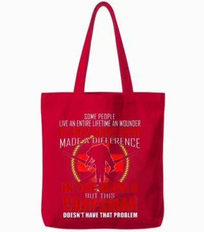 Devil Us Navy Corpsman Doc Badass Army Veteran Tote Bags - Red
