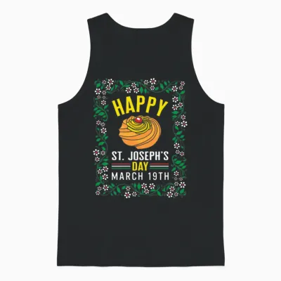 Saint Joseph's Day Shirt, Happy St Joseph's Day Unisex Tank Top - Black