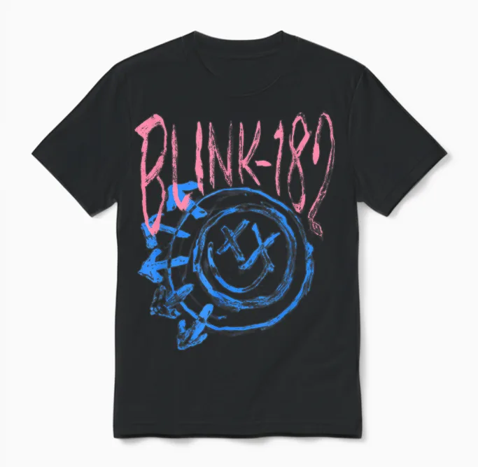 Official Blink-182 Smiley Unisex T-Shirt in Black