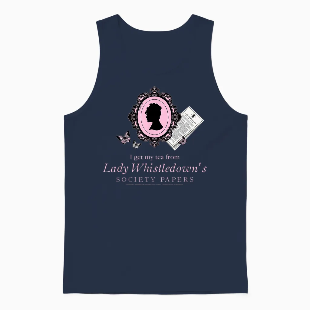 Bridgerton I Get My Tea from Lady Whistledown Unisex Tank Top in Navy