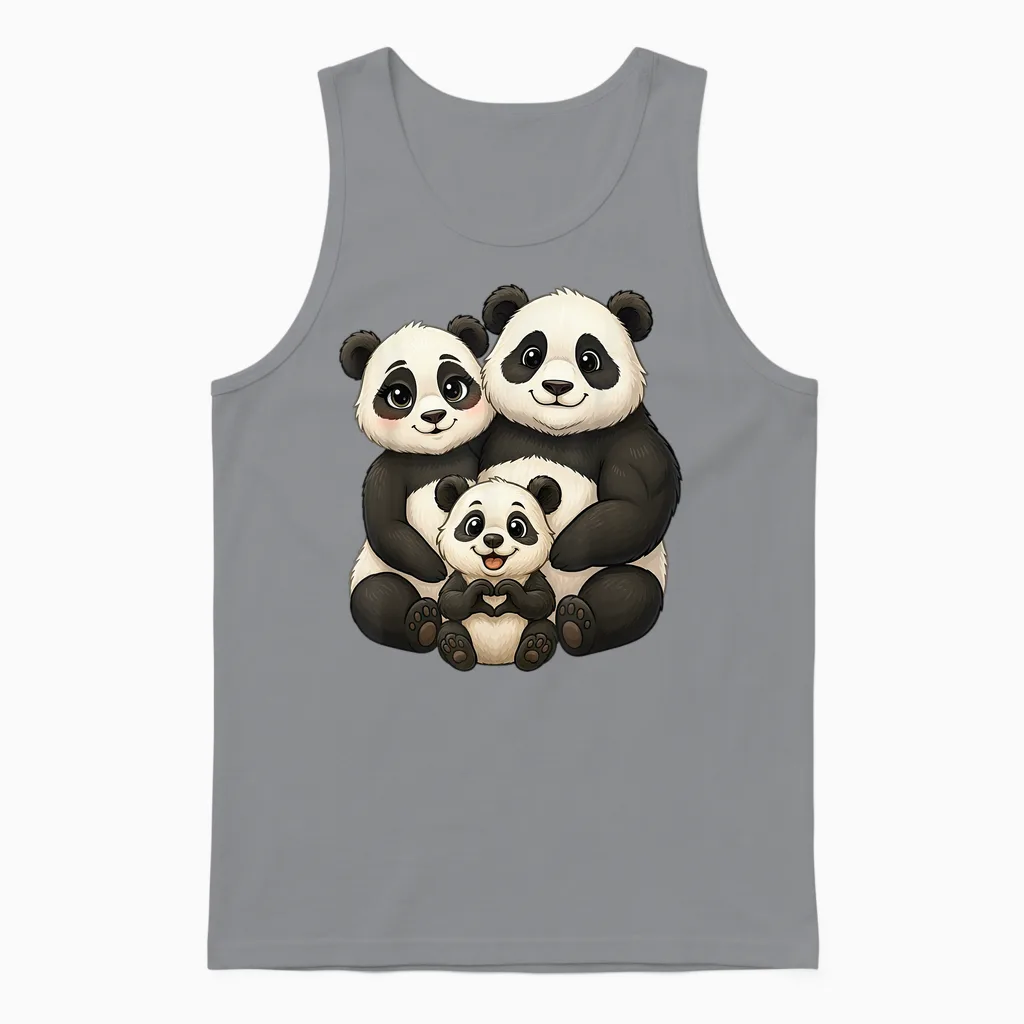Panda Mit Familie | Süßer Pandabär Mit Panda Mama & Papa Unisex Tank Top in Sport Grey