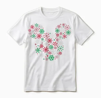Disney Mickey Mouse Icon Holiday Snowflakes T-Shirt Small Unisex T-Shirt - White
