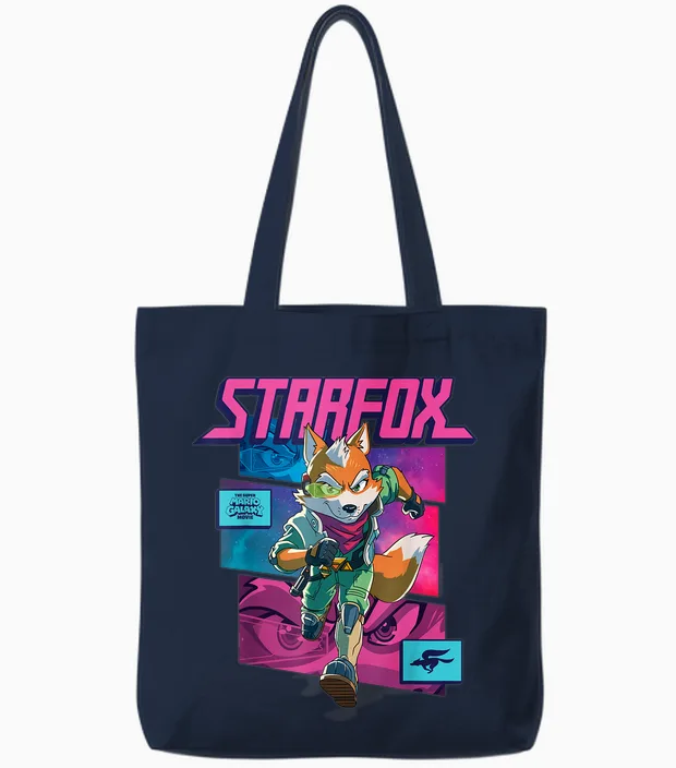 The Super Mario Galaxy Movie Starfox Fox Mccloud Action Tote Bags in Navy