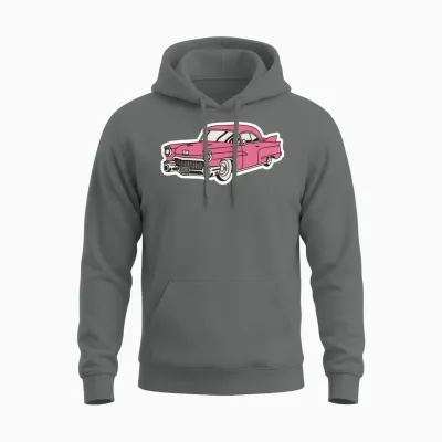 Retro Pink Cadillac Unisex Hoodie - Graphite Heather