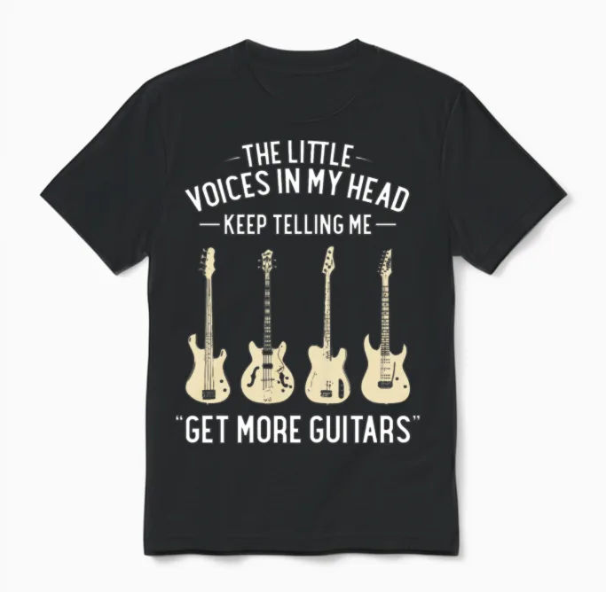 Funny Guitar Unisex T-Shirt in Black
