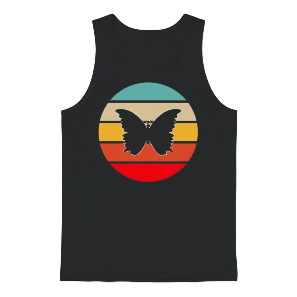 Butterfly Retro Unisex Tank Top - Black