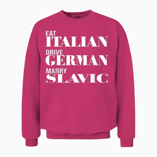 Lustiges Auto Meme Fahren Essen Italienisch Fahren Deutsch Heiraten Slawisch Unisex Sweatshirt in Heliconia