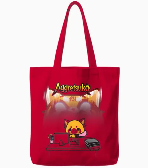 Aggretsuko Secret Rage Tote Bags in Red
