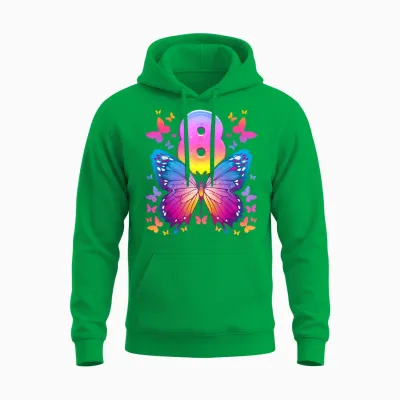 8. Geburtstag, Mädchen 8 Jahre, Schmetterling, Nummer 8 Unisex Hoodie - Irish Green
